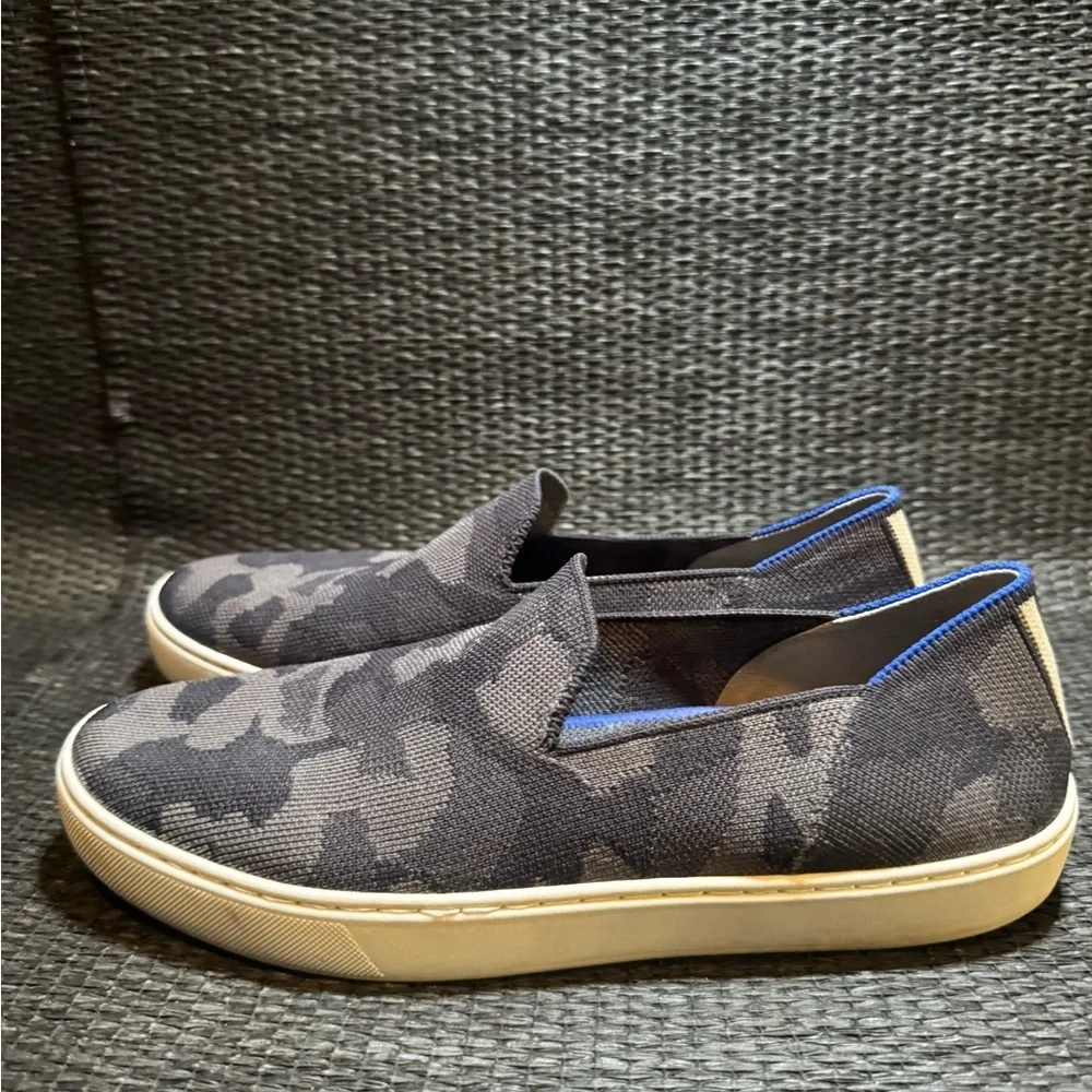 Rothy's Black and Gray Camouflage Slip-On Loafers